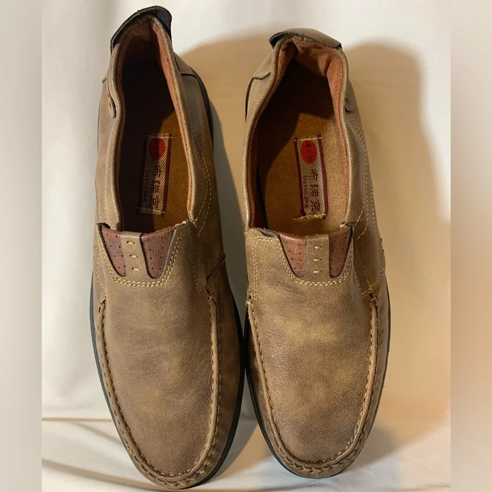Spoxt Men’s Brown Leather  Slip on Shoes Loafers sz 11